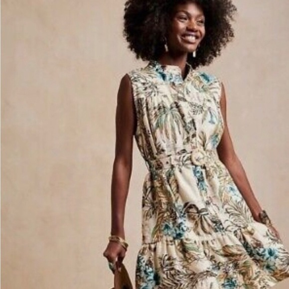 NWT! Banana Republic Black Linen Flounce Hem Mini Dress - Size Medium 🐯 - Picture 7 of 10